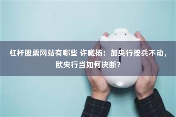 杠杆股票网站有哪些 许曦扬：加央行按兵不动，欧央行当如何决断？