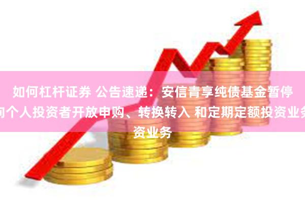 如何杠杆证券 公告速递：安信青享纯债基金暂停向个人投资者开放申购、转换转入 和定期定额投资业务